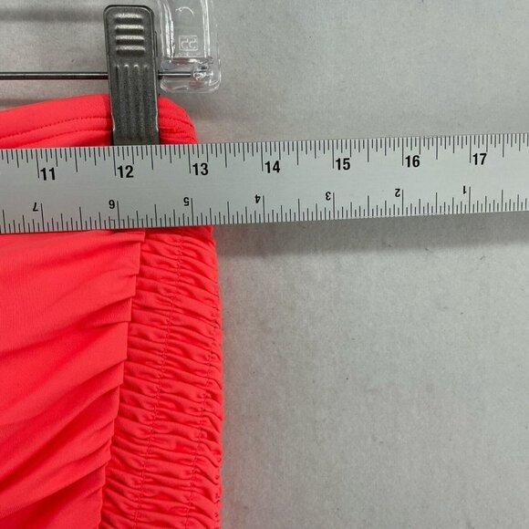 DKNY Swimsuit Women Small Neon Orange One Piece Ruched Strapless Pull On Stretch - Picture 3 of 11